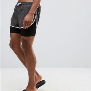ASOS design swim shorts double layer.